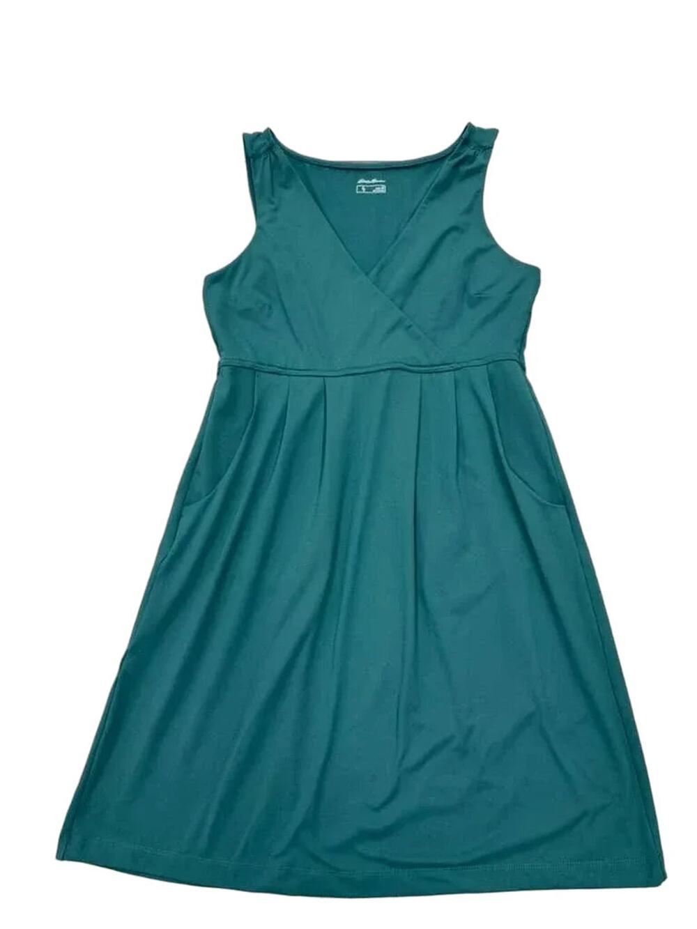 Eddie Bauer Teal Sleeveless Fit & Flare Dress Pockets
